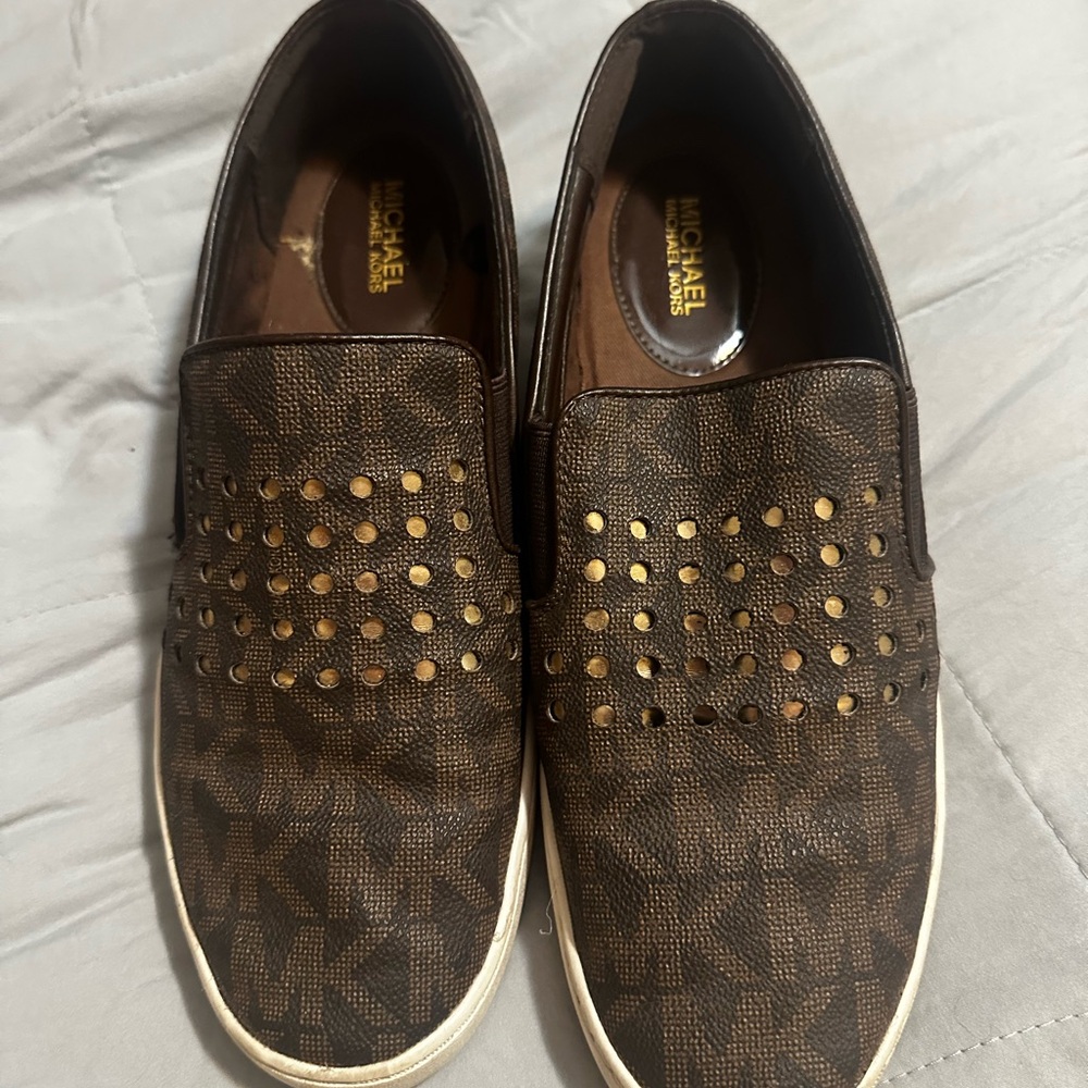 Michael Kors Brown Flats with Studded Accents